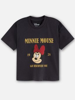 Napchief - Charcoal Girls Minnie Mouse Glitter T-Shirt