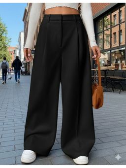 BROADSTAR - Black Straight Fit Korean Trousers