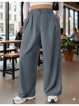 BROADSTAR - Dark Grey Straight Fit Korean Trousers