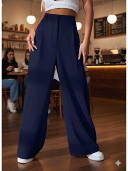 BROADSTAR - Navy Blue Straight Fit Korean Pant
