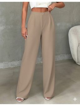BROADSTAR - Dark Beige Pleated Korean Pant