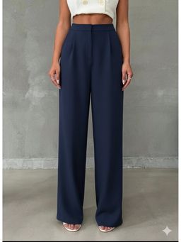 BROADSTAR - Navy Blue Pleated Korean Pant