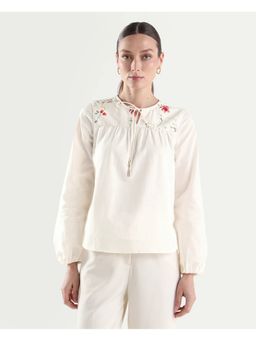 RAREISM - Off White Tie-Up Boxy Fit Top