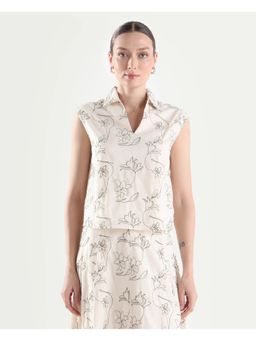 RAREISM - Off White Cotton Regular Fit Top