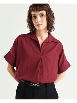 RAREISM - Red Cotton Boxy Fit Top