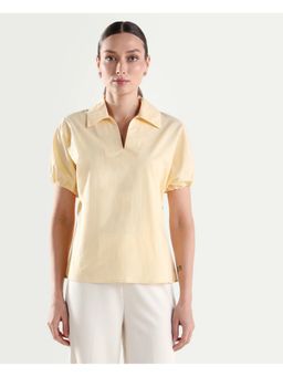 RAREISM - Yellow Cotton Regular Fit Top