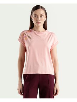RAREISM - Peach Printed Relaxed Fit T-Shirt
