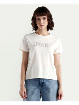 RAREISM - Off White Printed Regular Fit T-Shirt