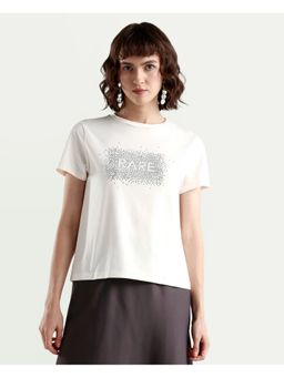 RAREISM - Off White Printed Regular Fit T-Shirt