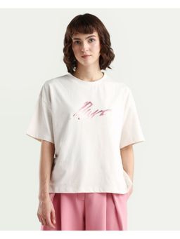 RAREISM - Off White Solid Boxy Fit T-Shirt