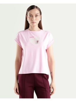 RAREISM - Pink Printed Relaxed Fit T-Shirt