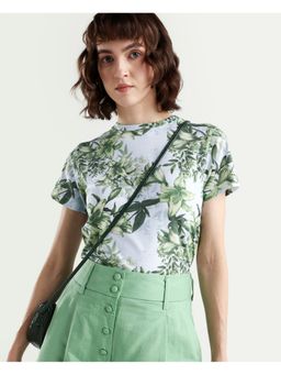 RAREISM - Green Floral Print Regular Fit T-Shirt