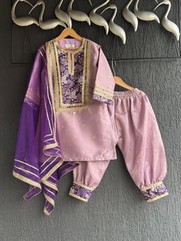 The Little Tales - Lilac Brocade Sarwar Suit Set With Dupatta