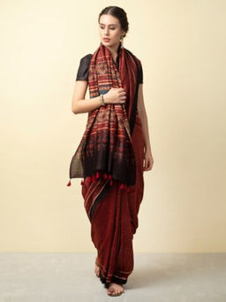Fabindia - Cotton Silk Ajrakh Print Sari