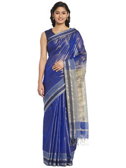 Fabindia - Blue Maheshwari Cotton Silk Saree