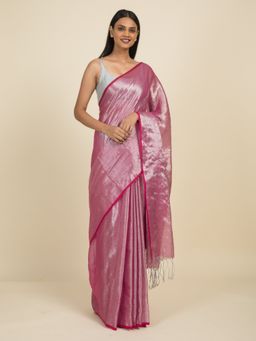 Suta - Pink and Silver Cotton Zari Saree