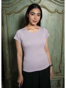 MLADA - Purple Round Neck Solid T-Shirt