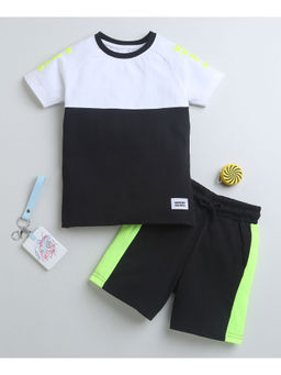 Bumzee - Black Boys Half Sleeves T-Shirt & Short (Set of 2)