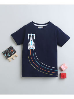 Bumzee - Navy Blue Boys Half Sleeves T-Shirt