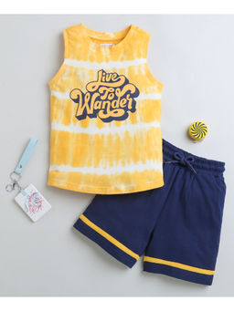 Bumzee - Yellow & Blue Boys Sleeveless T-Shirt & Short (Set of 2)