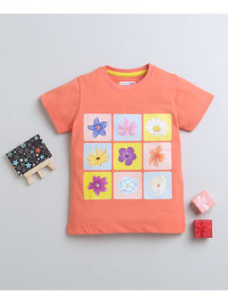 Bumzee - Peach Girls Half Sleeves T-Shirt