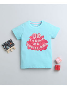 Bumzee - Blue Girls Half Sleeves Graphic T-Shirt
