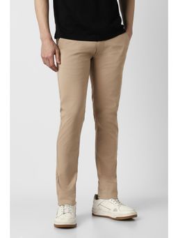 Peter England - Men Beige Solid Low Skinny Fit Casual Trouser