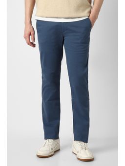 Peter England - Men Navy Blue Solid Low Skinny Fit Casual Trouser