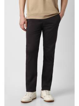 Peter England - Men Brown Solid Super Slim Fit Casual Trouser
