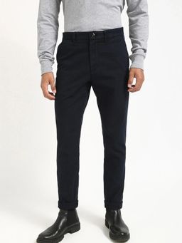 Tommy Hilfiger - Slim Fit Textured Mid Rise Trouser - Navy Blue
