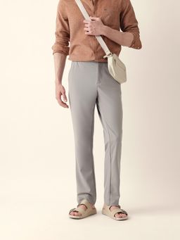 The Bear House - Men Solid Slim Fit Formal Trouser - Grey