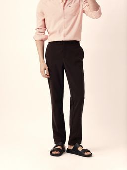 The Bear House - Men Solid Slim Fit Formal Trouser - Brown