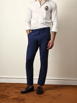The Bear House - Men Solid Slim Fit Trouser - Blue