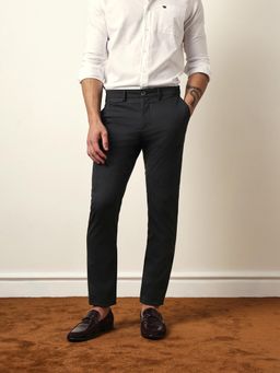 The Bear House - Men Solid Slim Fit Formal Trouser - Grey