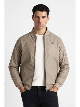 Van Heusen - Men Beige Solid Casual Jacket