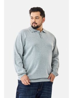 Snitch - Grey Solid Full Sleeves Casual Plus Size T-Shirt for Men