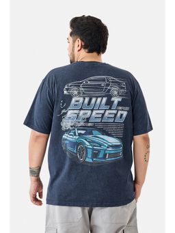 Snitch - Dark Blue Graphic Oversized Plus Size T-Shirt for Men