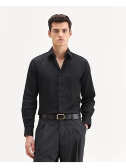 Rare Rabbit - Men's Black Cotton Collar Plain Shirt