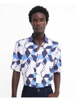 Rare Rabbit - Men's Multi-Color Printed Boxy Fit Collared Shirt