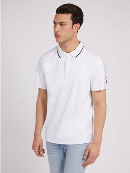 Guess - Men Solid White Collar Polo T-Shirt