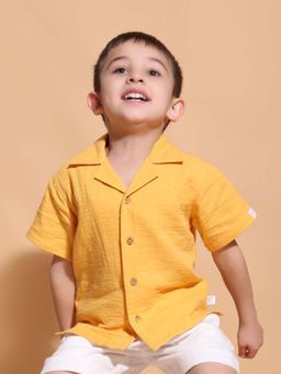 Kids of Greendeer - Yellow Solid Regular Fit Shirt