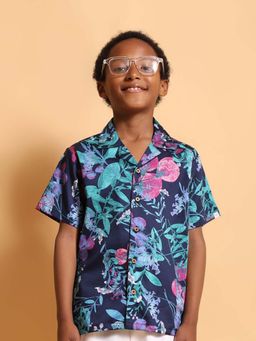 Kids of Greendeer - Blue Printed Regular Fit Shirt