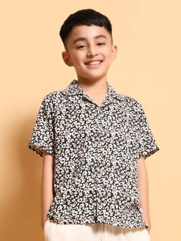 Kids of Greendeer - Black Printed Regular Fit Shirt