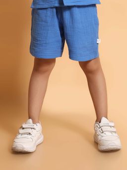 Kids of Greendeer - Blue Solid Regular Fit Shorts