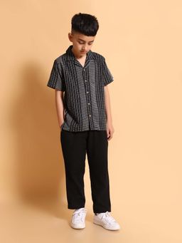 Kids of Greendeer - Black Printed Regular Fit Shirt and Pant (Set of 2)