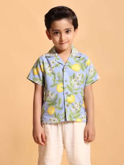 Kids of Greendeer - Blue Printed Regular Fit Shirt and Pant (Set of 2)