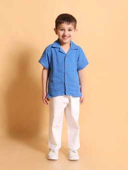 Kids of Greendeer - Multi-Color Solid Regular Fit Shirt and Pant (Set of 2)