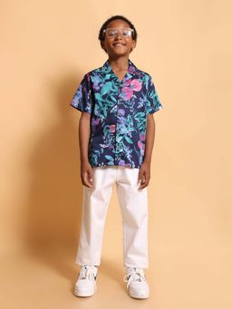 Kids of Greendeer - Blue Printed Regular Fit Shirt and Pant (Set of 2)