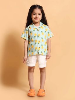 Kids of Greendeer - Blue Printed Regular Fit Shirt and Shorts (Set of 2)
