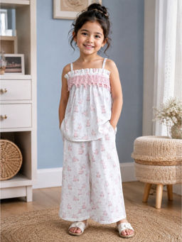 Superminis - Girls White Cotton Co-Ord Set